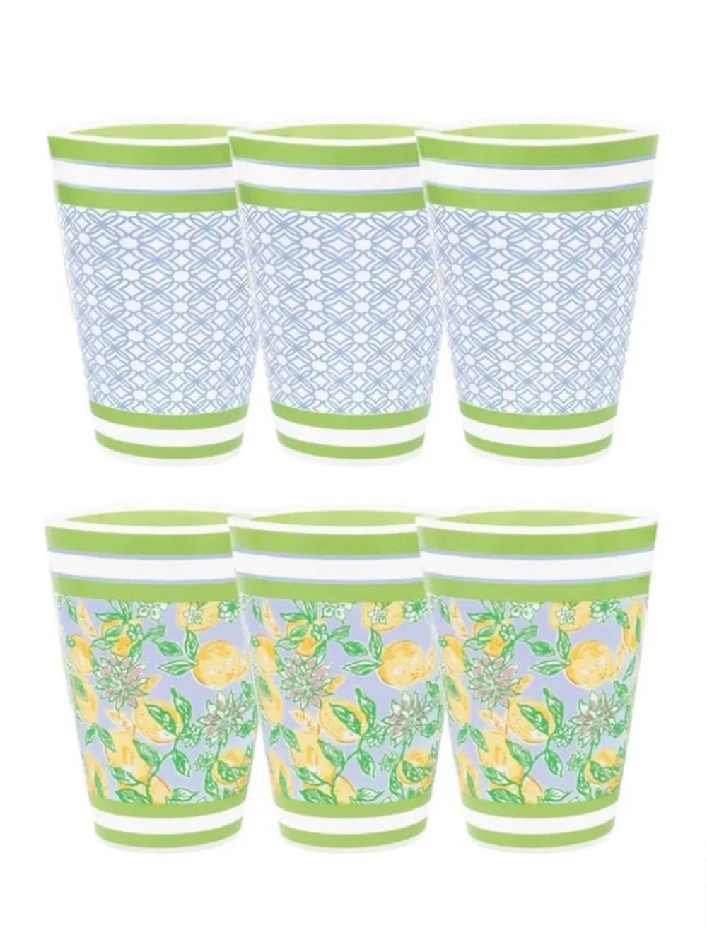 Lilly Pulitzer Pool Side Cups Set Of 6 Unopened Package Make Lemonade Print NWT